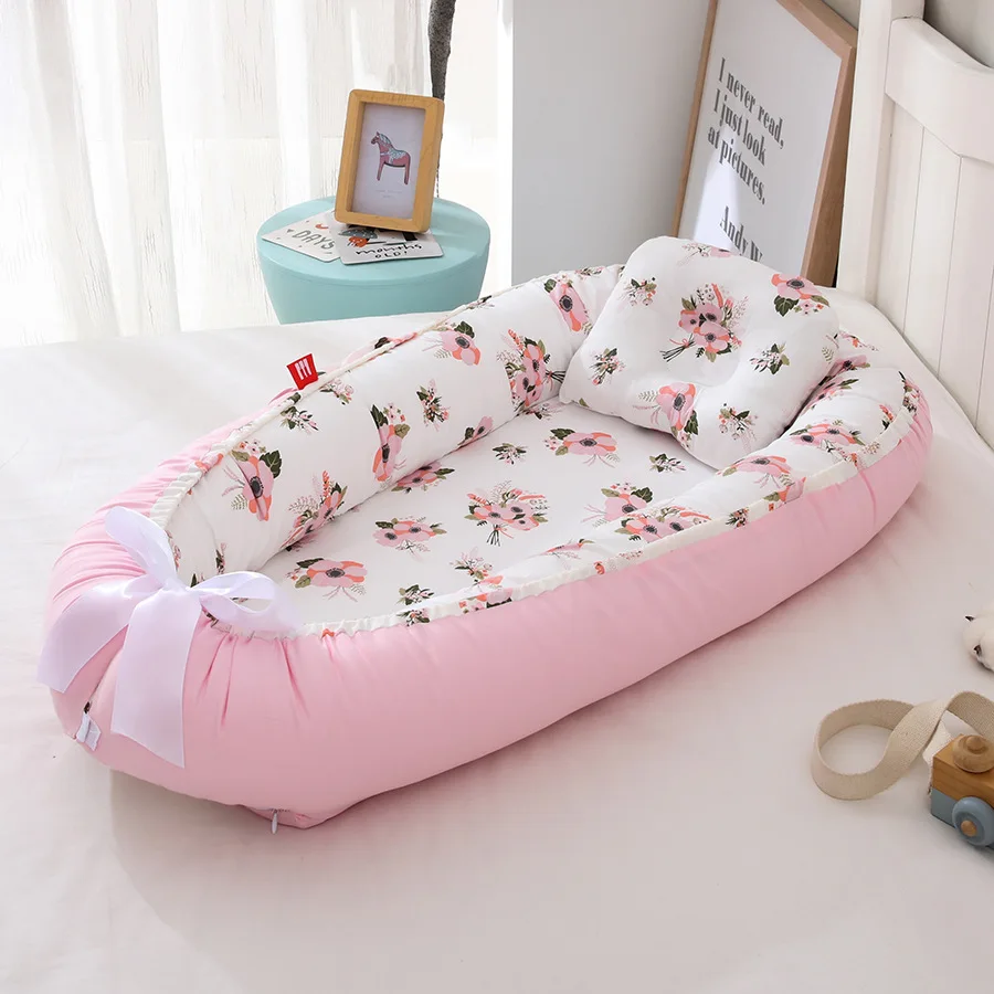 

Детская кроватка для новорожденных, портативная складная моющаяся подушка в полоску, с имитацией матки, для путешествий, для маленьких мальчиков и девочек
