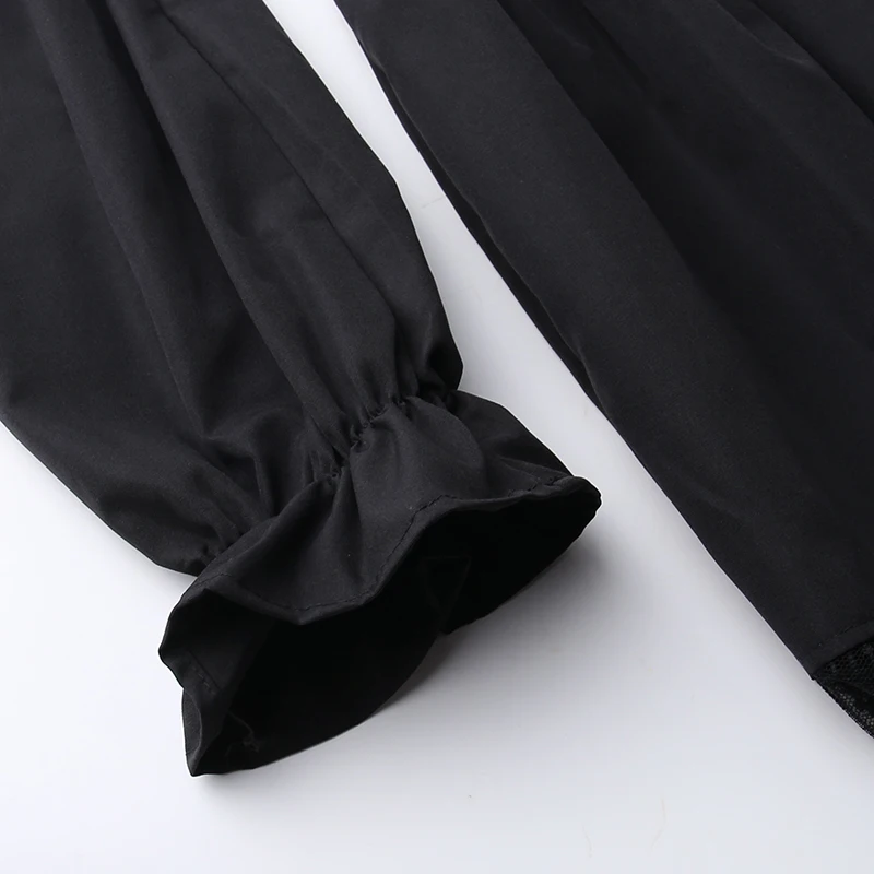 Сексуальное готическое женское платье с длинным рукавом и высокой талией