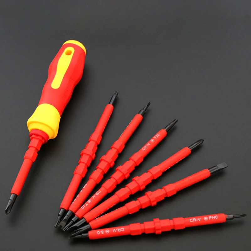 

Electricians Insulation Screwdriver Electrical Fully Insulated Magnetic Screwdriver with Kit Case Slotted Phillips Hand Tools