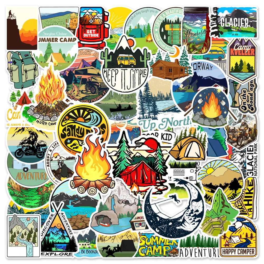 

50PCS Cartoon Outdoor Landscape Camping Graffiti Sticker Notebook Mobile Phone Skateboard Luggage Graffiti Decoration
