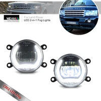2pcs cree led 2in 1 front fog lights for land rover freelander2 discovery mk4 daytime running lamps drls canbus halo headlights