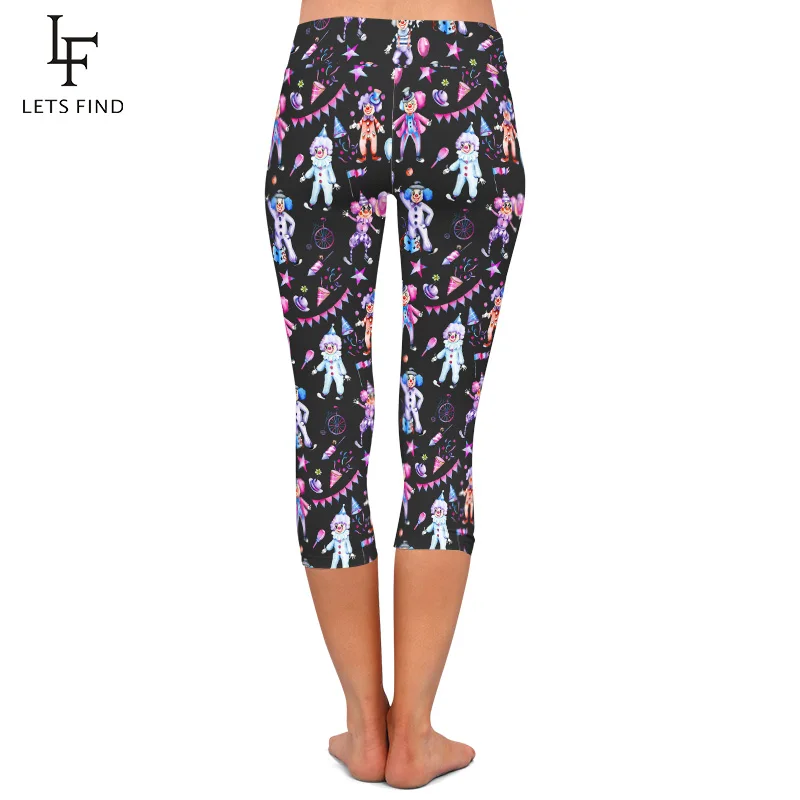 Летние женские леггинсы-капри LETSFIND с изображением милого клоуна и цифровым