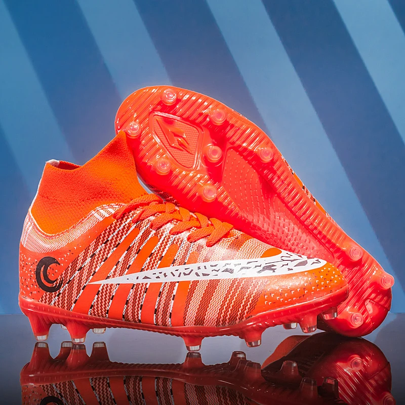 2022 Hot Men Boys Soccer Shoes Outdoor Football Boots High Ankle Kids Cleats Training Football Sport Sneakers Society Chuteira