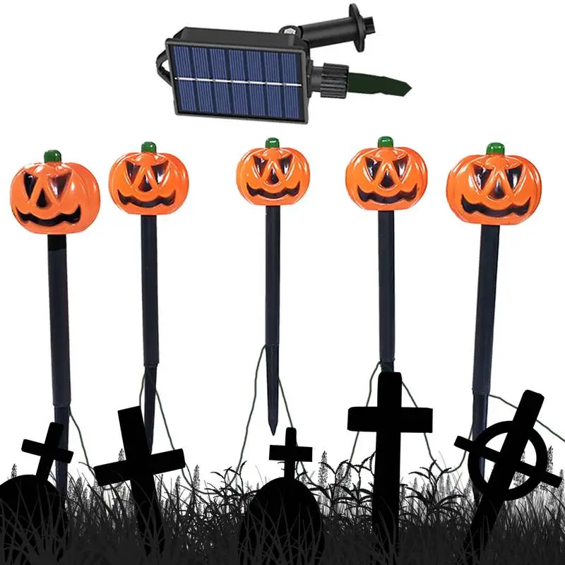 

Solar Powered Pumpkin Stakes Waterproof Halloween Pumpkin Lights LED Solar Pathway Light Solar Pumpkin Stake Lights Skull Lamp