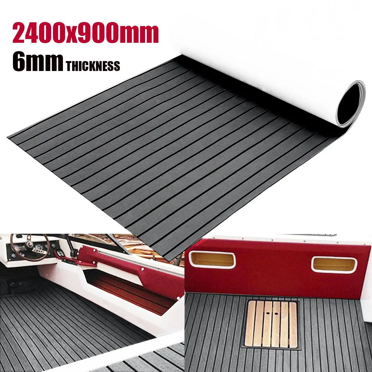 Настил Тиковый самоклеящийся темно-серый 2400x900x6 мм