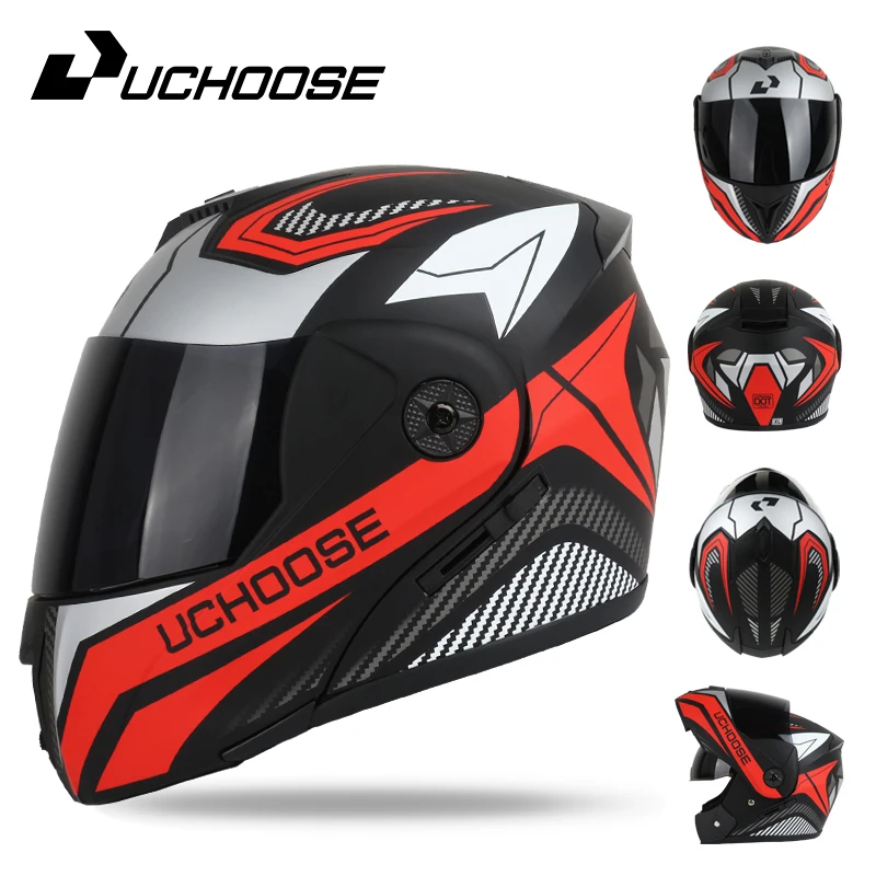 Сертификация DOT Uchoose Мотоциклетный шлем с двойной линзой Поперечный Защитный