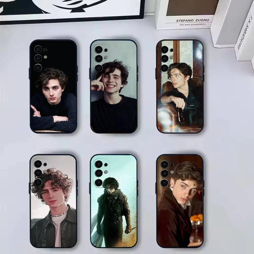 Фото Стильный чехол для телефона с изображением молодых звезд C-Chalamet-et для Samsung S 25,24,23,22,30,21,10,9,Ultra,Plus,Lite,FE,4,5 G, черный, силиконовый №1