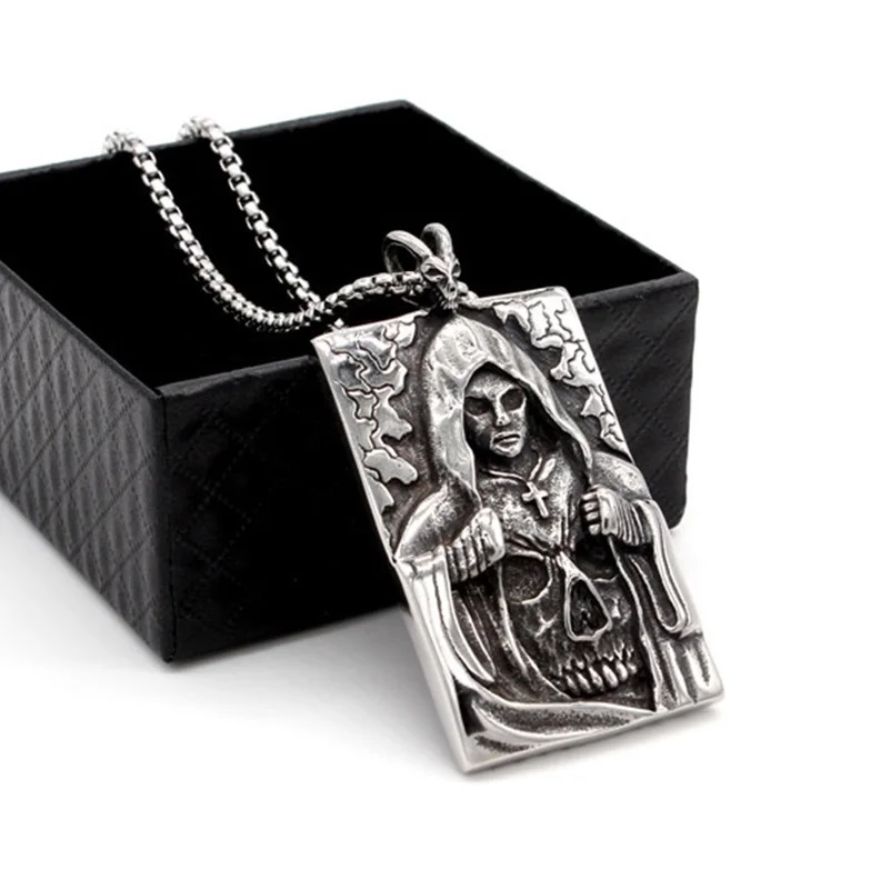

Stainless Steel Cross Tag Necklace Fashion Accessories Personality Retro Wizard Ghost Cross Tag Men and Women Necklace