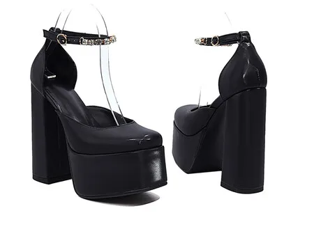 

Женские туфли на толстом каблуке, туфли-лодочки на высоком квадратном каблуке, большой размер