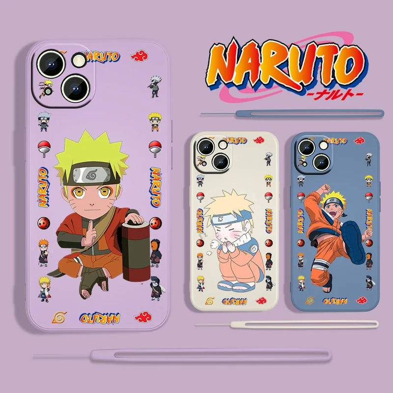 

Hot Anime NARUTO Boy For Apple iPhone 13 12 Mini 11 Pro XS MAX XR X 8 7 6S SE Plus Liquid Rope Silicone Phone Case Capa Cover