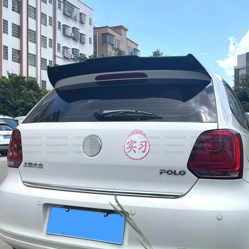 Фото Для Volkswagen VW Polo 6R 2012 - 2018, спойлер на крышу, ABS-пластик, грунтованный цвет, в стиле Бэтмена, задние крылья на багажник. №4