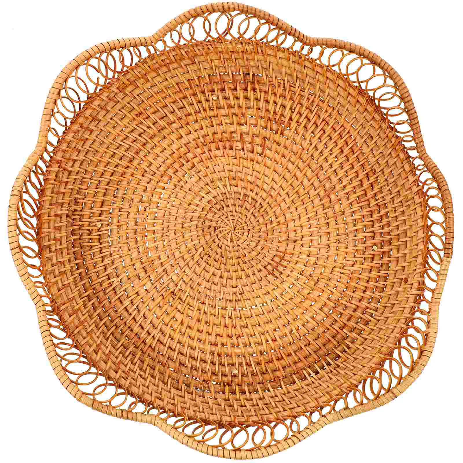 

Basket Fruit Woven Wickerbread Baskets Rattan Storage Tray Bowl Kitchen Serving Wall Decor Organizer Plattercounter Vegetable