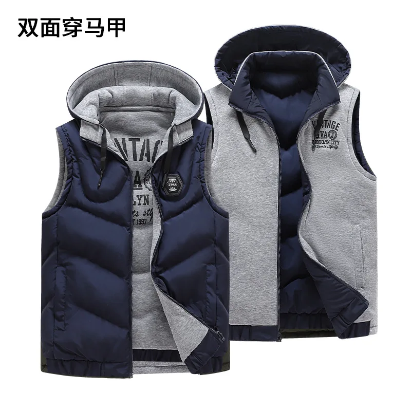 Winter 2022 new style double-sided cotton vest sport loose men's cotton-padded coat