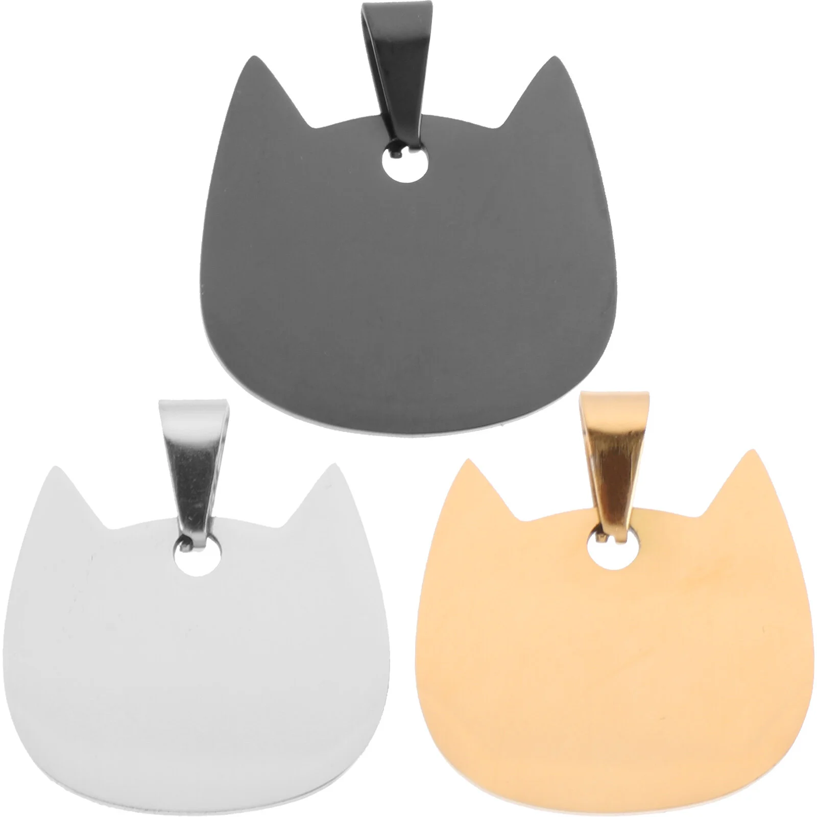 

3Pcs Stainless Steel Pet ID Tags Personalized Dog Tags Cat-shaped Tags Engraved for Pets
