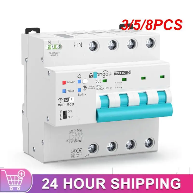 

3/5/8PCS Timer Measurement Circuit Breaker Smart Life Automatic Mcb 63a Remote Control Metering Switch Tuya 4p Wireless