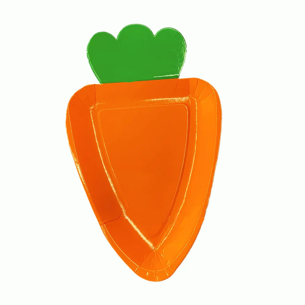 

Easter Carrot Shape Dinner Plate Disposable Party Plate Knife fork and Spoon Tableware Easter Party Supplies