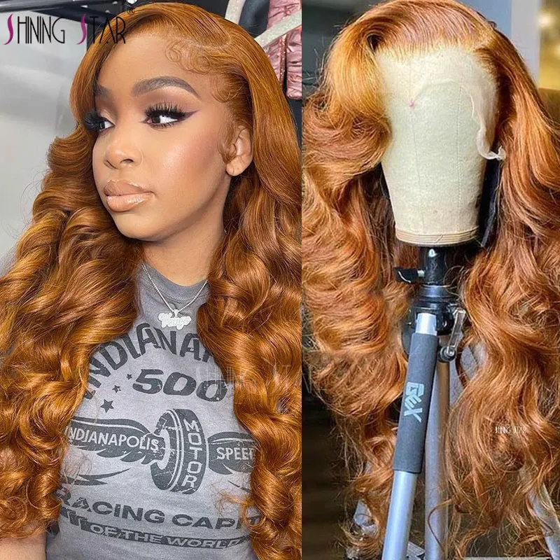 Ginger Blonde Lace Front Wig Body Wave Colored Lace Front Human Hair Wigs 13X4 Blonde Curly HD Lace Frontal Wig Brazilian Hair