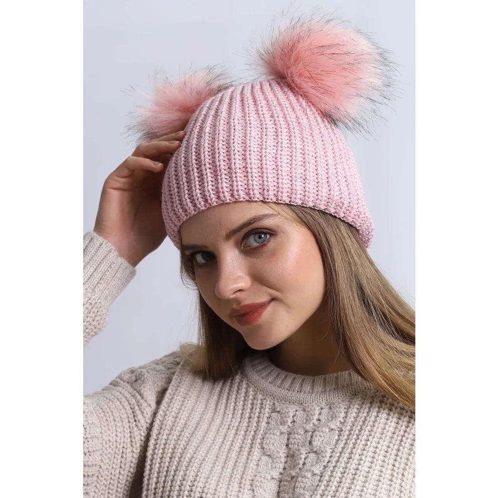 

Dorlie Pink Double Pompon Silvery Beret