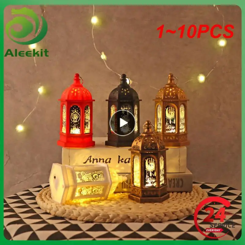 

1~10PCS Ramadan Festival LED Light Ornament Hanging Lantern Eid Mubarak Decorative Led Lights Islam Muslim Holiday Lighting