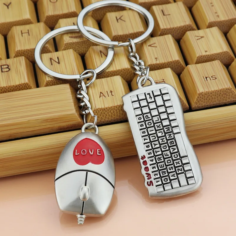 

New 2022 Mouse Keyboard Couple Keychain Metal Keychain Pendant Creative Keychain