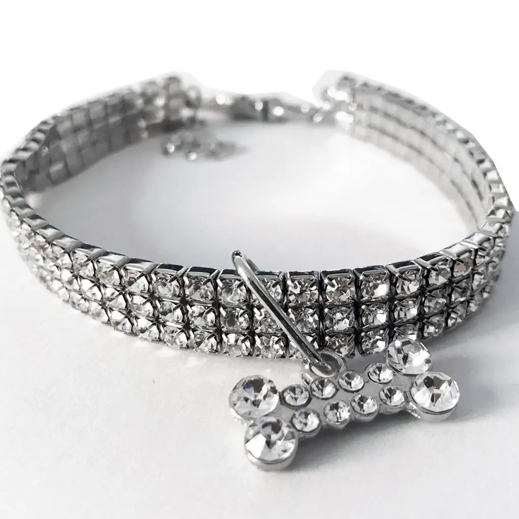 

Exquisite Bling Crystal Dog Collar Diamond Puppy Pet Shiny Full Rhinestone Necklace Collar Collars for Pet Little Dogs Supplies