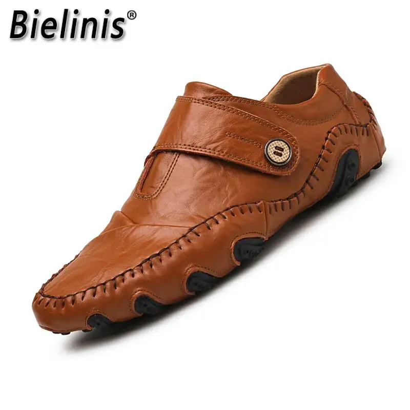 

Fashion Leather Men Shoes Comfortable Casual Breathable Loafers Men Genuine Leather Moccasins Flat Men Shoes Waterproof Footwea