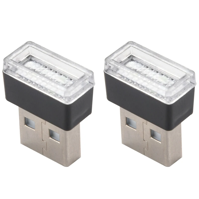 

2X Mini Portable Mini USB LED Car Light Car Interior USB Atmosphere Light Plug And Play Ice-Blue
