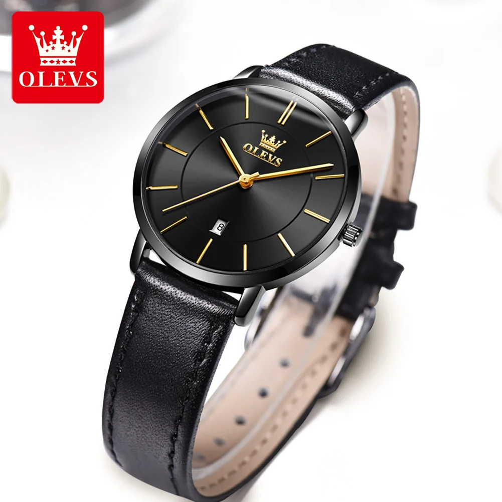 OLEVS Top Brand Quartz Women Watches Waterproof Leather Strap Fashion Women Watch Date Clock Gift for Women Relógio Feminino