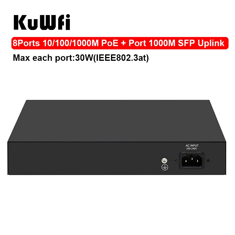 KuWFi 4/8/16/24 POE порты Gigabit коммутатор 10/100/1000 Мбит/с IEEE802.3AF/AT Стандартный RJ45