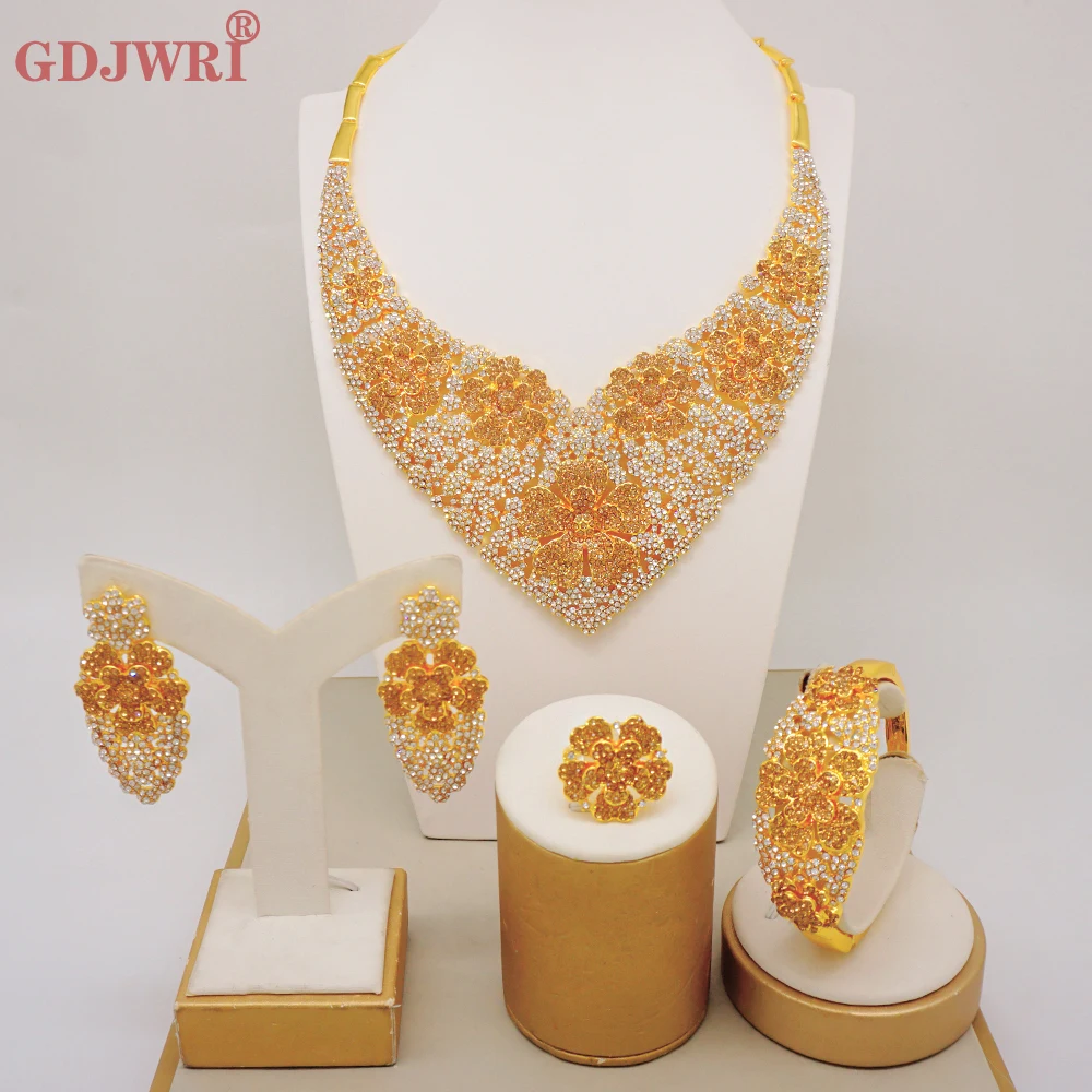 Дубай золотой цвет стены разы искусственный браслет серьги кольца наборы