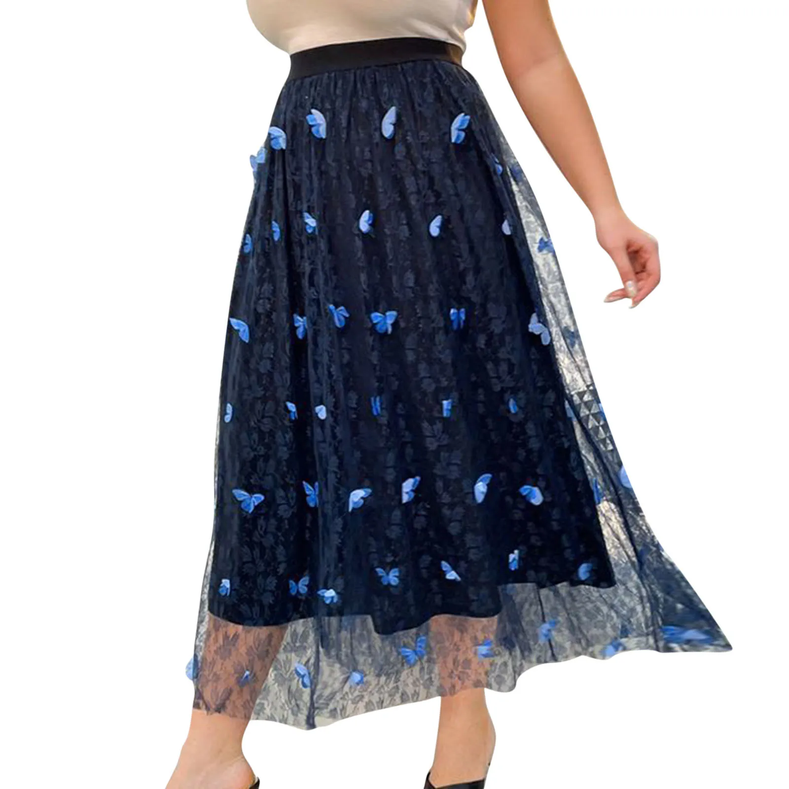 

Skirt New Mesh Summer Three Spring Casual And Petal Skirt Dimensional Women Skirt High-waisted skirt
