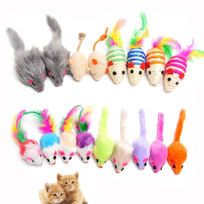 

6PC cute Mini Soft Catnip False Mouse Cat Toys Colorful Feather Funny Playing Training Toys For Cats Kitten Puppy