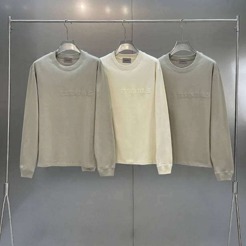 

Essentials Long Sleeve T-shirt Fashion Flocking Letters Logo Tees Tops Unisex Hip-Hop Cotton Men And Women Long Sleeve T-shirt