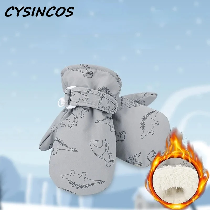 

Kids Winter Ski Gloves Cute Cartoon Warm Mittens Non-slip Windproof Waterproof Outdoor Sports Gloves for Children Boys Girls
