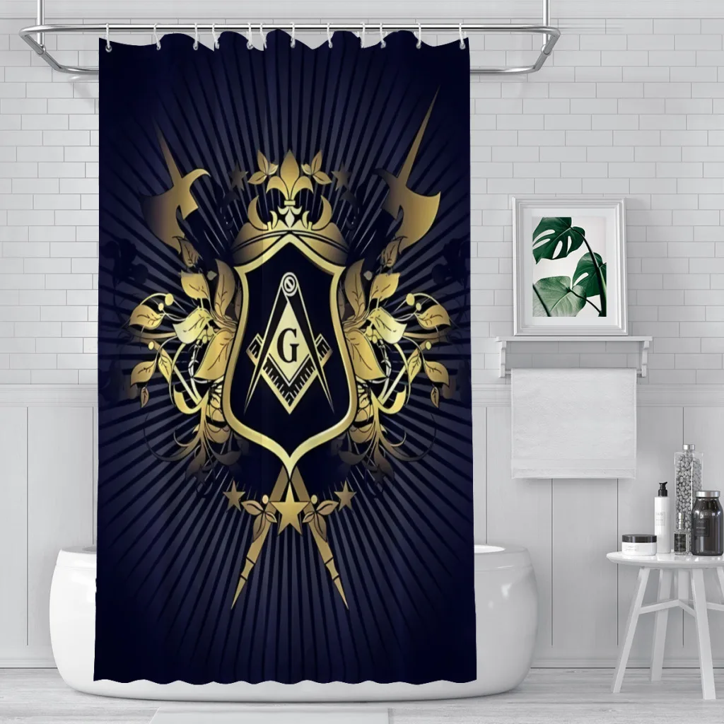 

Забавная Водонепроницаемая шторка для душа Freemason, Забавный декор для ванной комнаты с крючками, домашние аксессуары
