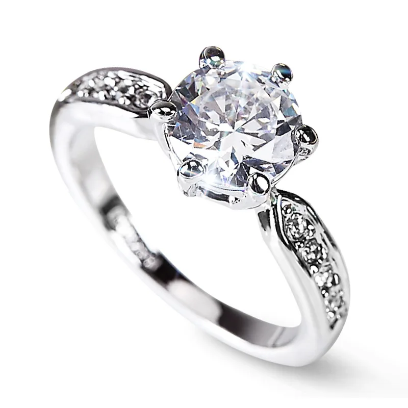 

Обручальное кольцо с имитацией бриллианта, открытое медное серебряное женское кольцо с корейским цирконием одиночные украшения