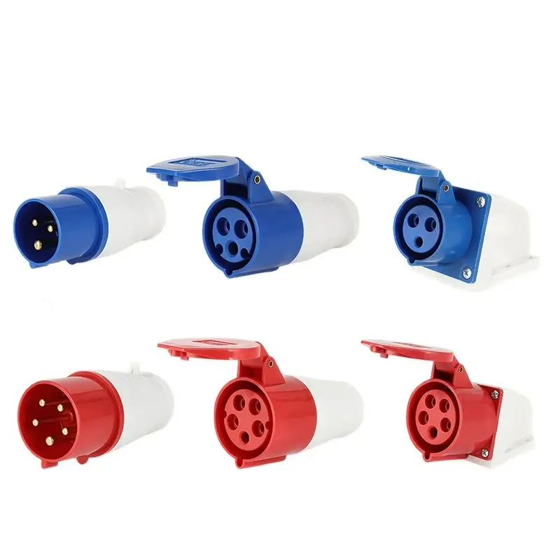 

Industrial Plug And Socket Waterproof Connector 16A 32A 3 4 5Pin Ip44 Electrical Wall Mount