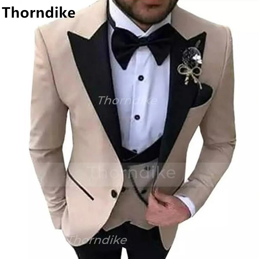 

Облегающий мужской костюм Thorndike 2022, Модный деловой костюм на одной пуговице, мужской костюм для жениха из 3 предметов (пиджак + брюки + жилет)