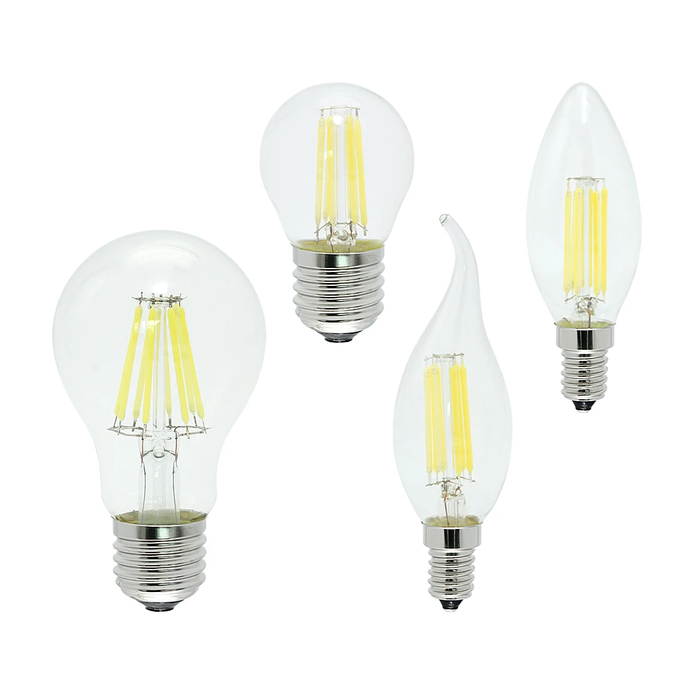 

Retro Edison E27 E14 LED Filament Light Bulb Dimmable AC 220V C35 A60 G45 2W 4W 6W Glass Bulbs Vintage Chandelier Candle Lamp