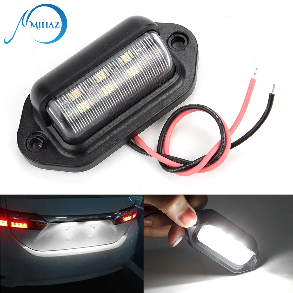 

MIHAZ 6LED Car License Number Plate Light Waterproof Tag Step Lamp For SUV ATV Truck Boat Trailer Van RV Taillight 12V-24V