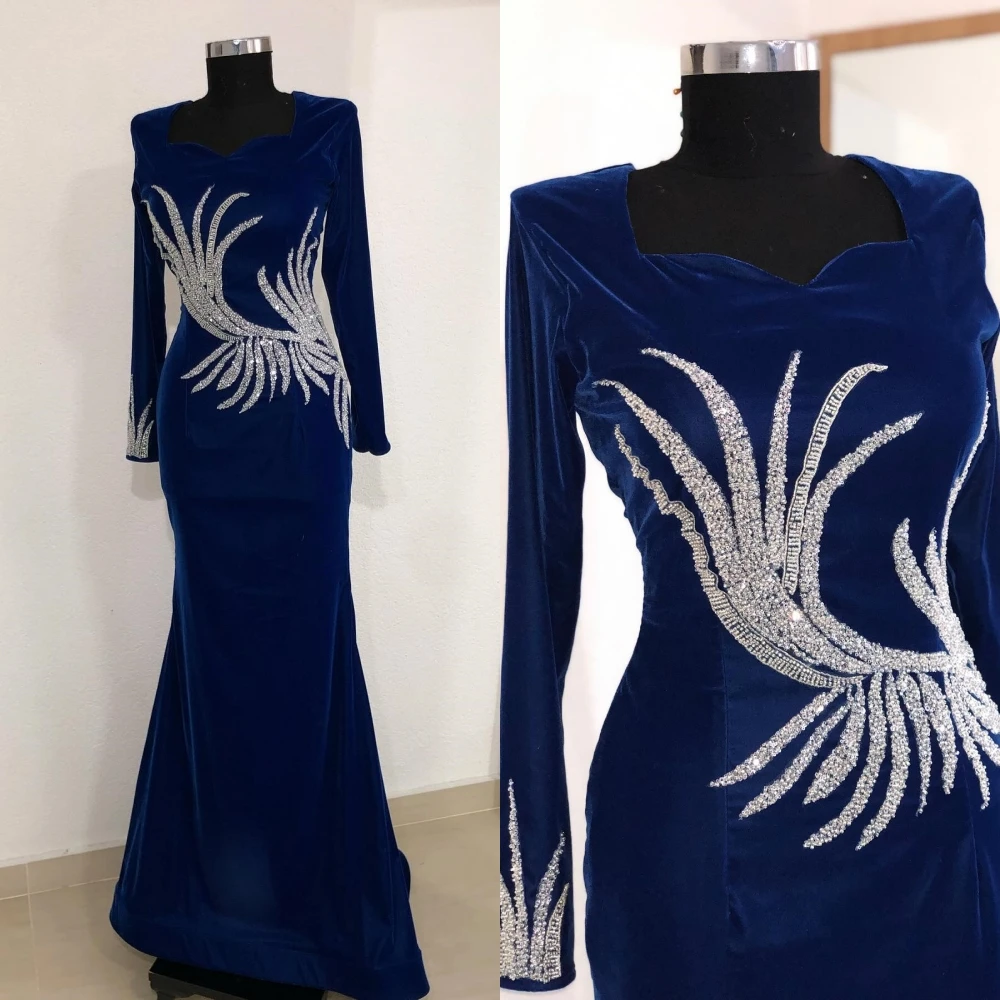 Элегантные велюровые вечерние платья Mesprit высокого качества с квадратной