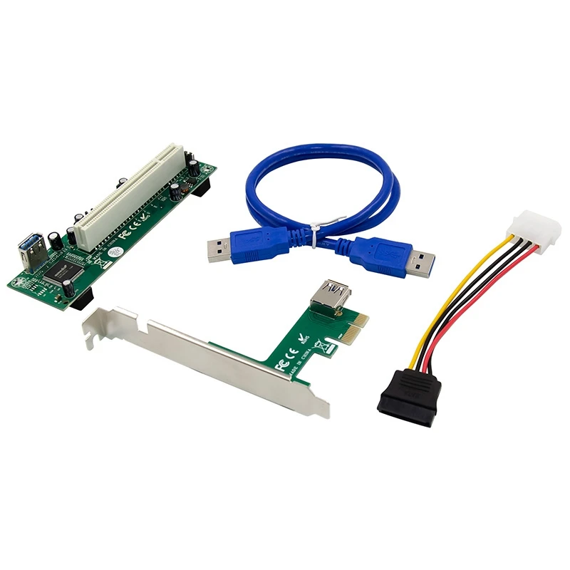 

PCI-Express to PCI Adapter Card PCIe to Pci Slot Expansion Card with 4 Pin SATA Power Cable Connector for PC