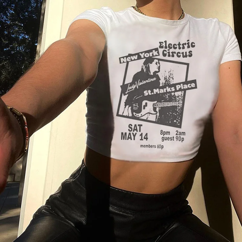 

Electric Circus New York Lady Violentina St.Marks Place gothic goth crop top Female cyber y2k streetwear Harajuku crop top