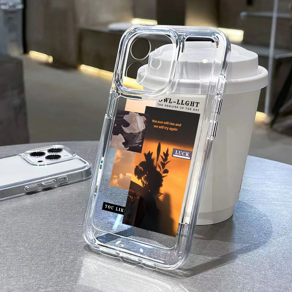 

Sunrise Scenery Hand Painted Phone Case For iPhone 13 Case iPhone 11 12 14 Pro XS Max X XR 7 8 Plus Transparent Shockproof Cover