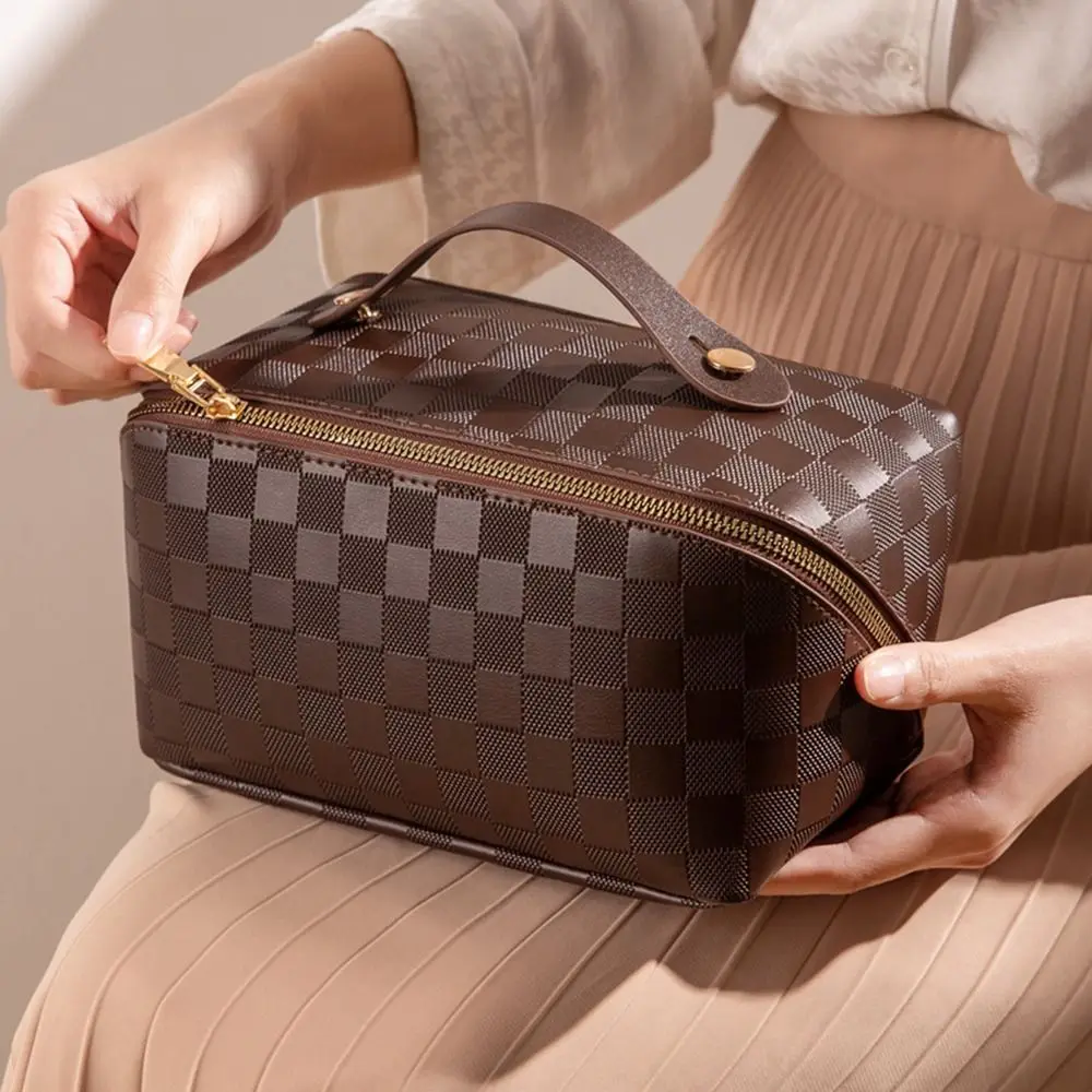 

PU Leather Square Bag Large Capacity Organizer Case Storage Toiletry Bag Cosmetic Bag Makeup Bags Cosmetic Cases