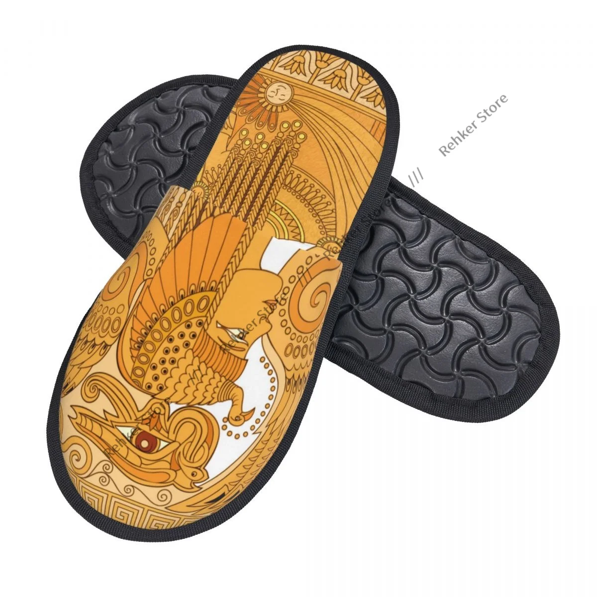 Домашние тапочки египетской королевы с сакральным котом плюшевые осенне-зимняя