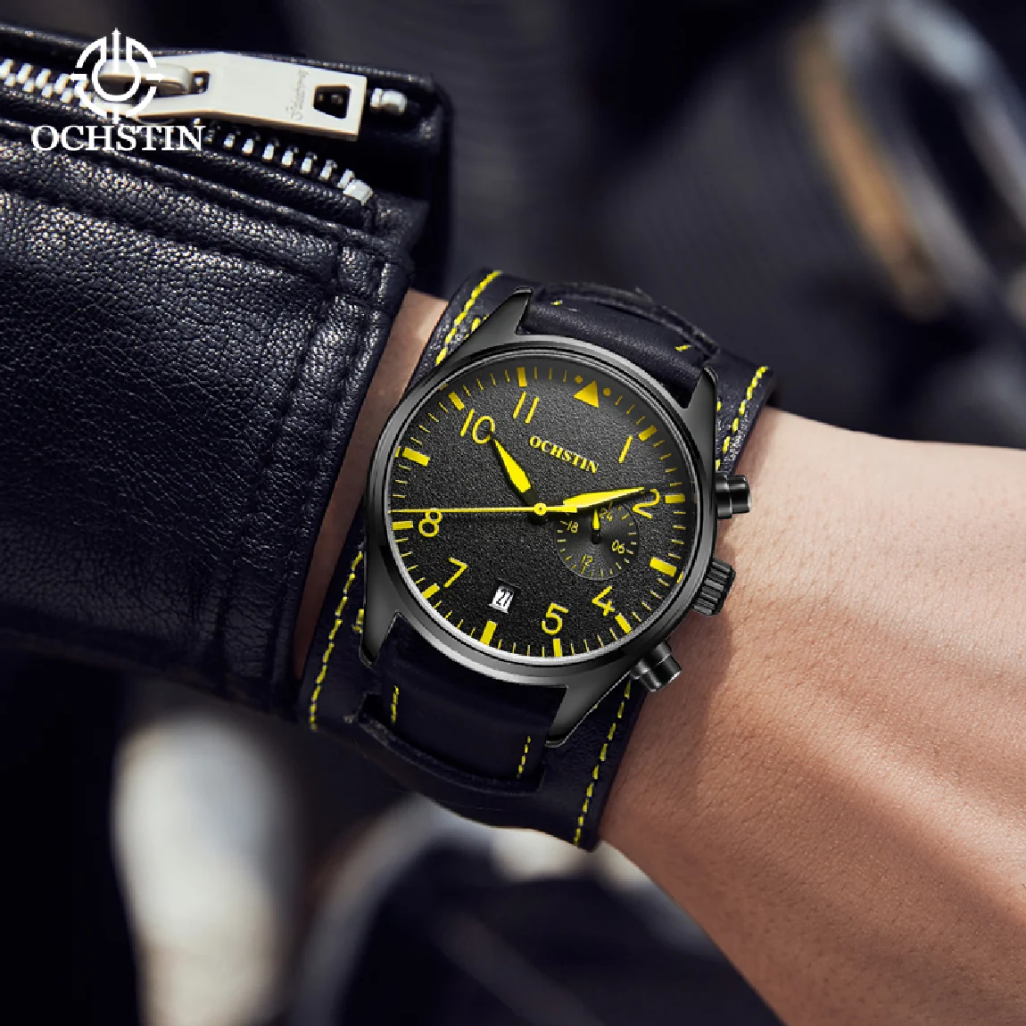 

Top Brand Luxury OCHSTIN 7228 Fashion Leather Strap Quartz Men Watches Casual Date Business Male Wristwatches Clock Montre Homme