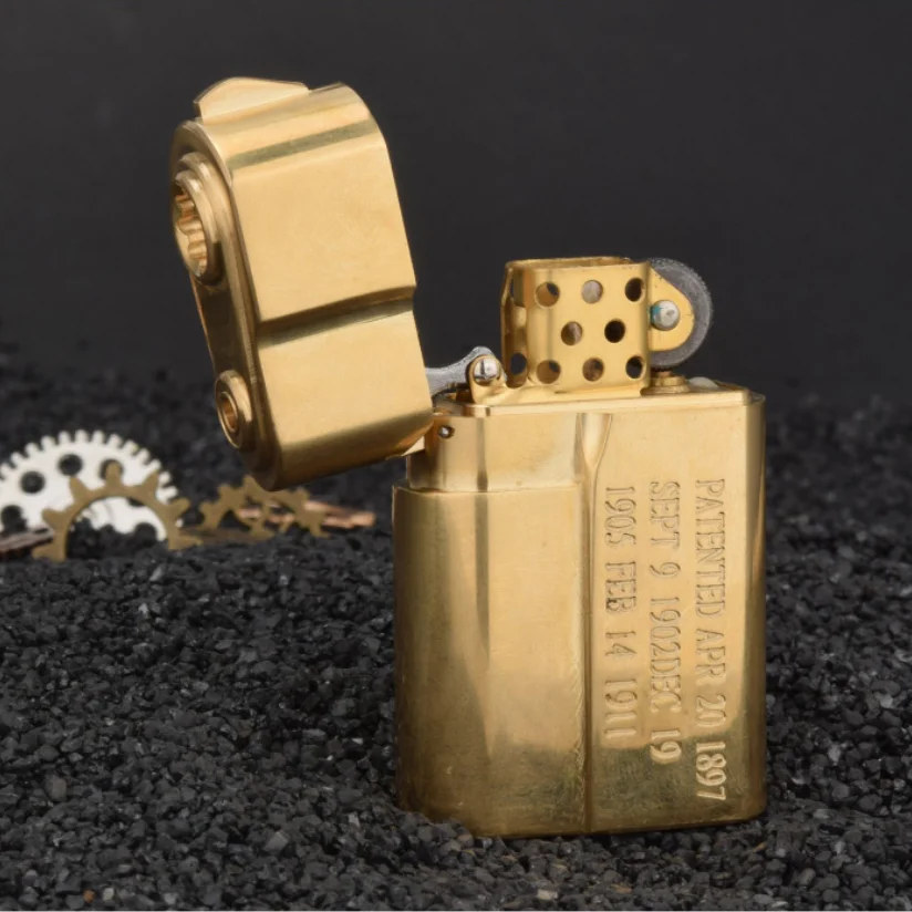 

Handmade Brass Kerosene Lighter Classic Pistol Style 1911 Design Windproof Surface Oxidation Collection Gift - 176g