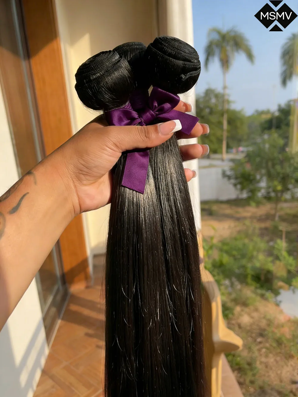 MSMV 12A Straight Human Hair Bundles Raw Virgin Unprocessed  3 4 Bundle Double Weft Tangle-Free Smooth Silky Extensions