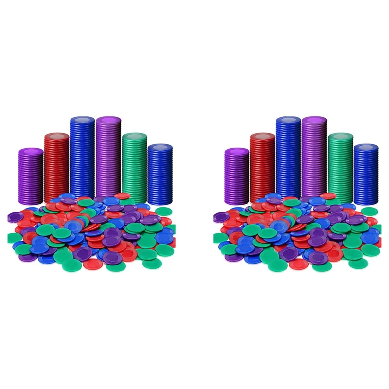 

800 Pieces Plastic Poker Chips Game Chips 4 Colors Counter Card For Game Playing Counting Bingo Game Chips Card, 1